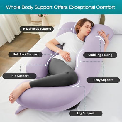 Cooling Pregnancy Pillows for Sleeping, 57'' Full Body Pillow, Lavender - color: Lavender, size: 57 Inch