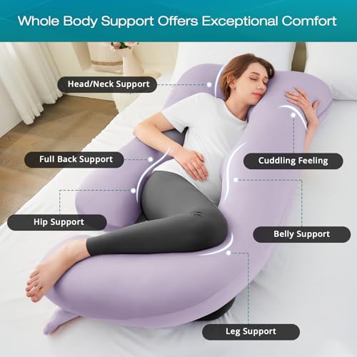 Cooling Pregnancy Pillows for Sleeping, 57'' Full Body Pillow, Lavender - color: Lavender, size: 57 Inch