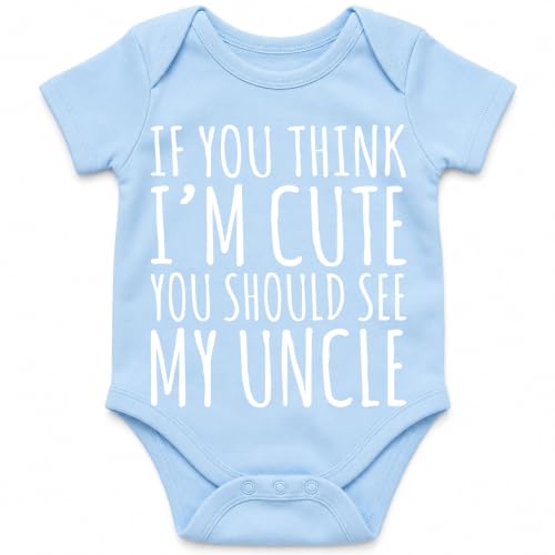 AW Fashions If You Think I'm Cute You Should See My Uncle - Baby Bodysuit - color: Blue, size: 6 Months