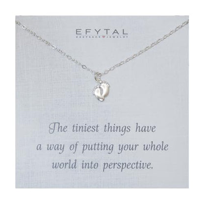 EFYTAL New Mom Gifts, 925 Sterling Silver Personalized Tiny Feet Necklace for Mom to Be - style: Tiniest Things