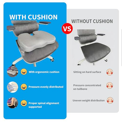 Coccyx & Tailbone Support Seat Cushion, Grey - color: Grey