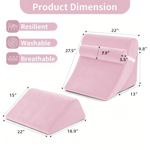 Wedge Pillow Set for After Surgery,Pink,4PCS-22 - color: Pink, size: 4PCS-22''