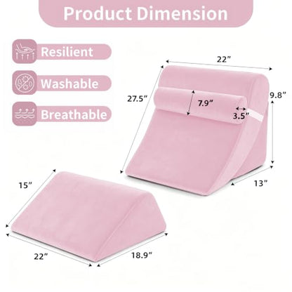 Wedge Pillow Set for After Surgery,Pink,4PCS-22 - color: Pink, size: 4PCS-22''