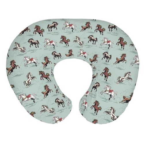 Retro Wild Horses Baby Nursing Pillow Covers for Boy Girl Running Horse Nursing Slipcovers for Breastfeeding Pillows Wild Western Cowboy Animal Soft Stretchy Removable Cover for Newborn Infant Green - color: Green