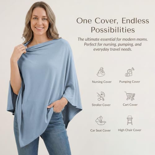 Konssy Rayon Made from Bamboo Nursing Cover for Breastfeeding - color: Blue