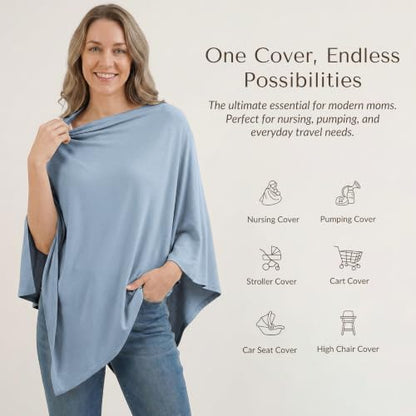 Konssy Rayon Made from Bamboo Nursing Cover for Breastfeeding - color: Blue