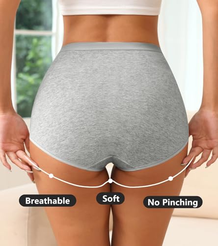 OLIKEME Womens Cotton Underwear High Waisted Postpartum C Section Panties Soft Stretch Breathable Full Coverage Briefs 6 Pack - color: Multi-6 Pack,basic, size: Medium