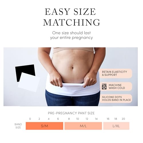 Ingrid & Isabel Basics Bellaband, Maternity Belly Band, Pants & Jeans Extender for Pregnancy & Postpartum - color: White, size: Medium-Large, style: Casual