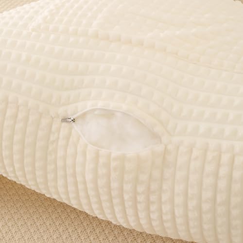 Reading Pillow with Arms for Sitting in Bed,Backrest,White Flannel,M - color: Cream, size: Standard(17")