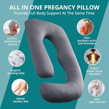 Cooling Pregnancy Pillows for Sleeping, 65'' Full Body Pillow, Dark Grey - color: Dark Grey, size: 65 Inch