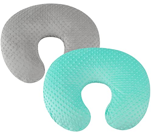 Dot Nursing Pillow Cover Set 2 Pack Compatible with Boppy Pillow - color: Grey & Green