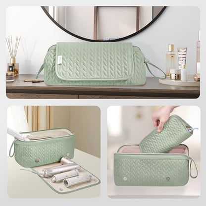 KarSyon Hair Tools Travel Bag with Hot Tool Mat 2 in 1 Organizer Bags - color: Sage Green
