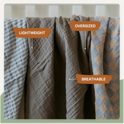 Parker Baby Co. Soft Muslin Baby Swaddle Blankets, 3 Pack - Stormy Set - color: Stormy