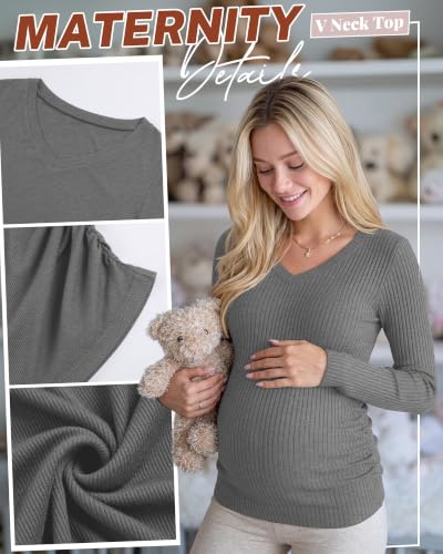 4 Pack Women's Maternity Shirts - color: White, Light Gray, Dark Gray, Black, size: Medium