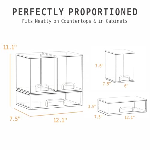 Baby Bottle Organizer, 3 Drawers Stackable Acrylic Storage - size: 3-Piece (2M+1L)