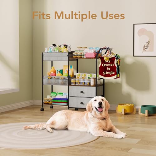 BBLIKE Diaper Caddy Organizer, Baby Storage Cart with Hanging Rack, Gray - color: Grey