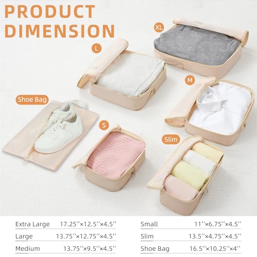 BAGAIL 4 Set/6 Set/8 Set Compression Packing Cubes Travel Accessories Expandable Packing Organizers (Square Mesh, 05-Cream) - color: 05-Cream, style: Square Mesh