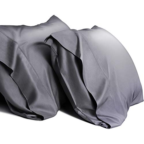 WishSmile Cooling Queen Pillowcases Set of 2 Breathable Cool Silky Soft Rayon Derived from Bamboo Fabric, Moisture Wicking for Hot Sleepers, Hair and Skin Friendly, Dark Grey, 2 Pack, 20x30IN - color: Dark Grey, size: 2 Pack Queen(20x30)-Regular
