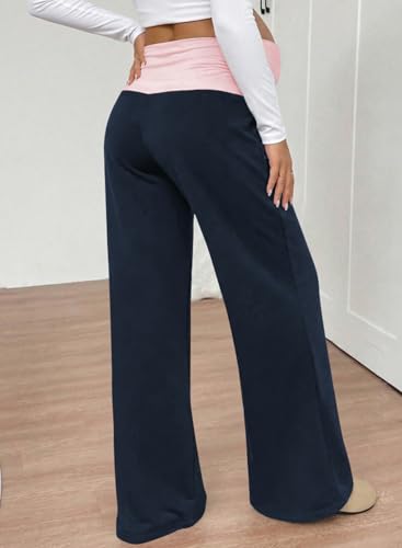 BLENCOT Women's Maternity Pants Wide Leg Over The Belly Pregnancy Pants - color: Sail Blue, size: Small