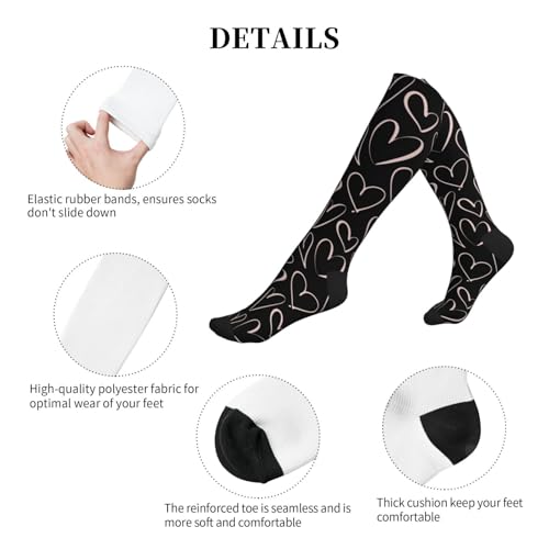 Compression Socks Knee High Support Stockings Women Men - color: Pink Heart