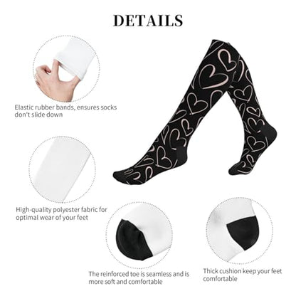 Compression Socks Knee High Support Stockings Women Men - color: Pink Heart