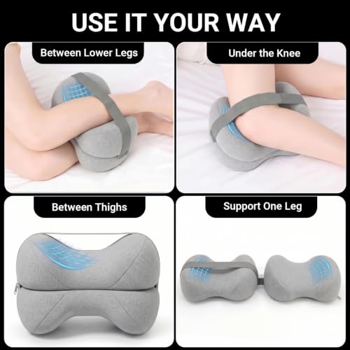 Memory Foam Wing Support Knee Pillow for Side Sleepers Gray - color: Light Gray
