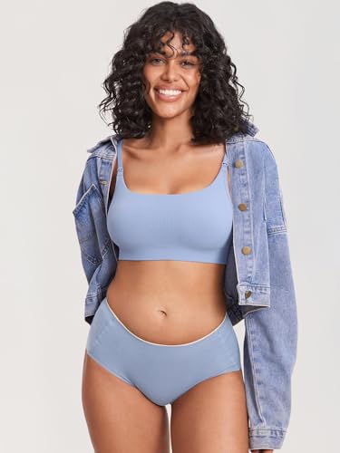 MOMANDA Ribbed Nursing Bras for Breastfeeding - color: Moonlight Blue, size: Small