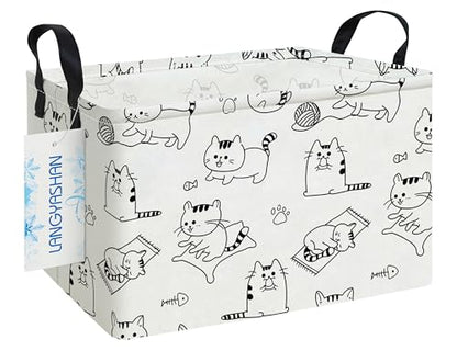 Rectangular Collapsible Cat Storage Basket Nursery Toy Organizer - color: Rec Cat