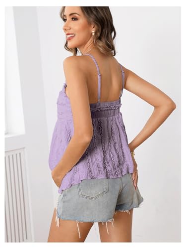 MakeMeChic Women's Maternity Babydoll Tank Tops Peplum Ruffle Cami Top - color: Mauve Purple, size: Medium
