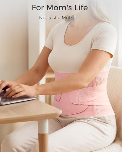 FREETOO Postpartum Belly Band Wrap for Women,Abdominal Binder Post Surgery - color: Pink