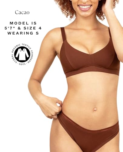 KNICKEY Subset Women's Organic Cotton Low-Rise Thong, Underwear, Single - color: Cacao, size: XX-Small