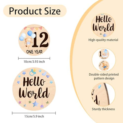 13Pcs Baby Monthly Milestone, Bear Monthly Milestone Cards Newborn Gift - color: Bear1