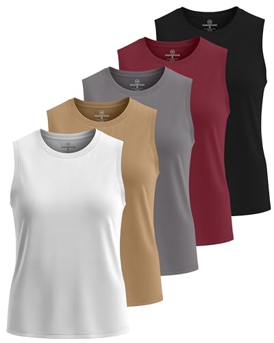 5 Pack Women's Dry Fit Tank Tops Muscle Sleeveless Workout Athletic Gym - color: Set 6, size: X-Small