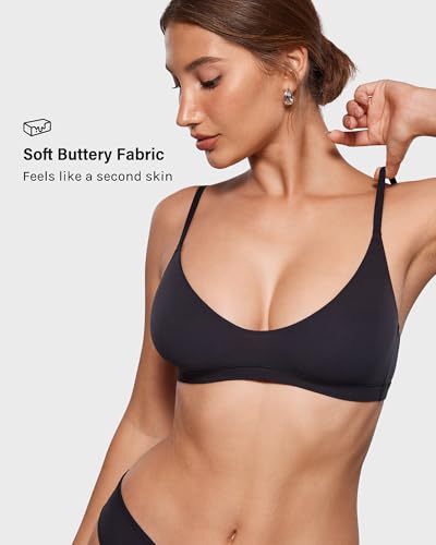 INLYRIC Women's Scoop Bralette No Padding - color: Black, size: X-Small