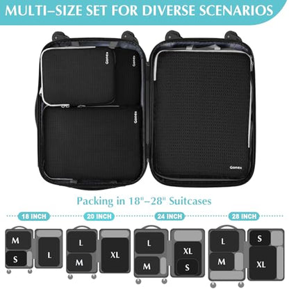 Gonex Compression Packing Cubes, 4-Piece Expandable Travel Organizers - color: 4-Black, size: 4 Set