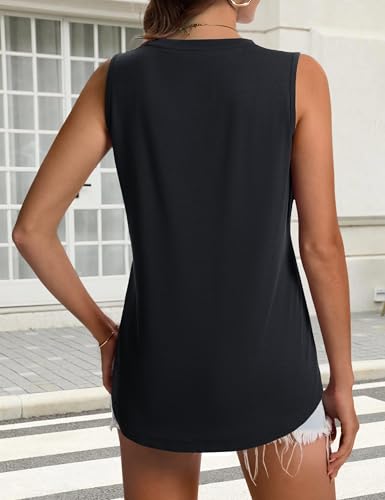 YUCOLEN Women's Tank Tops Loose Flowy Summer UPF 50+ Basic Sleeveless Tops - color: Black, size: Medium