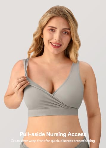 HBselect Maternity Nursing Sleep Bra for Breastfeeding Wireless Bralette - color: I-back-black/Gray/White, size: Large