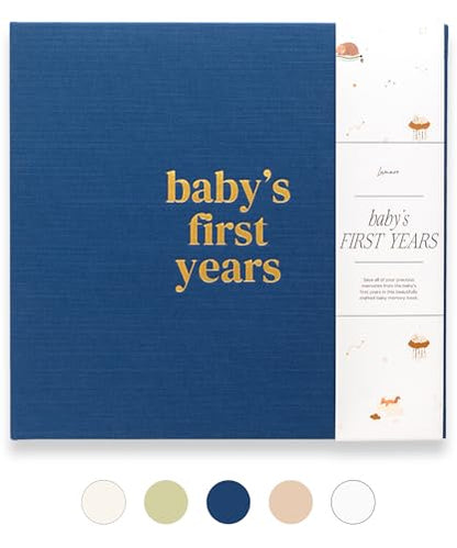 Lamare Baby First Year Book – Keepsake Baby Memory Book and Baby Scrapbook - color: Navy