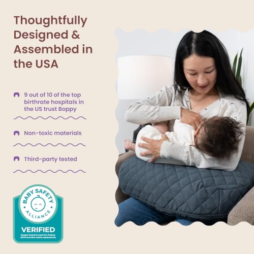 Boppy Nursing Pillow, Luxe Ergonomic Breastfeeding & Baby Feeding Support - color: Luxe - Slate Blue Quilted