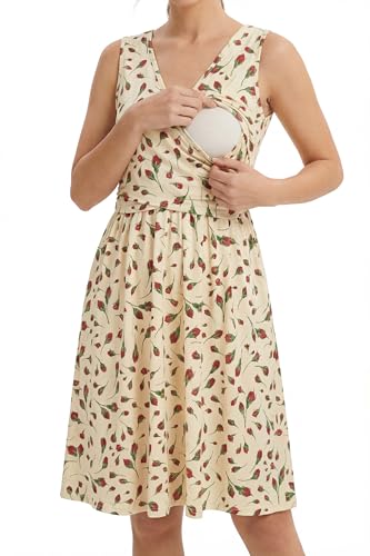 OUGES Women's Wrap Tank Breastfeeding Nursing Maternity Dress - color: Floral Z03, size: X-Large