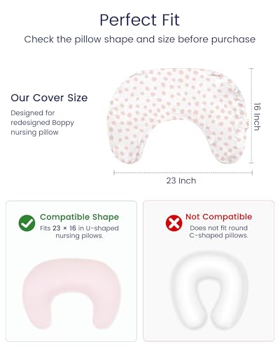 TotAha Nursing Pillow Covers Compatible with Updated Boppy Nursing Pillow - color: Pink Dots