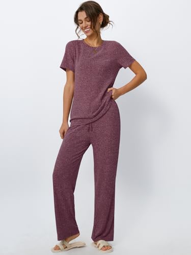 LILLUSORY Womens Lounge Sets 2 Piece Matching Travel Outfits - color: Winered, size: Medium