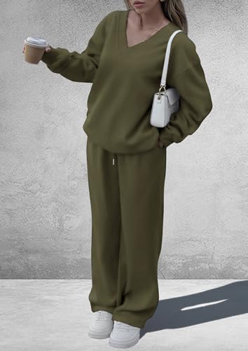 PRETTYGARDEN Womens 2 Piece Outfits Fall Sweatsuits - color: Army Green, size: Small
