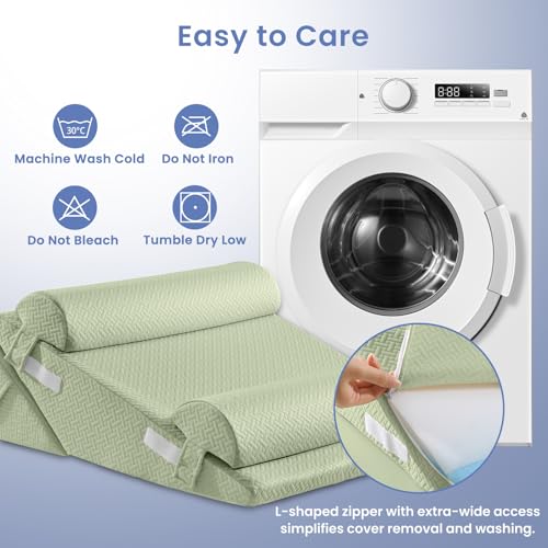 Sasttie Adjustable Wedge Pillow Set for After Surgery, Sage - color: Sage, size: Adjustable 9&12 Inch + 2 Head Pillows