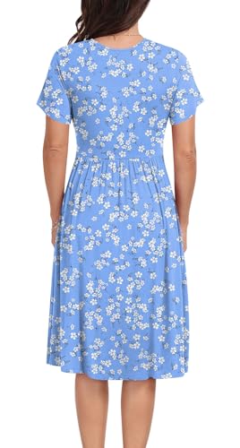 Maternity Dress Summer Wrap Baby Shower Pregnancy Nursing - color: Blue White Floret, size: Medium