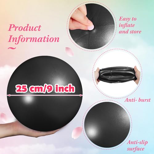 4 Pcs Small Pilates Ball Bulk 9 Inch Mini Yoga Ball - color: Solid Black