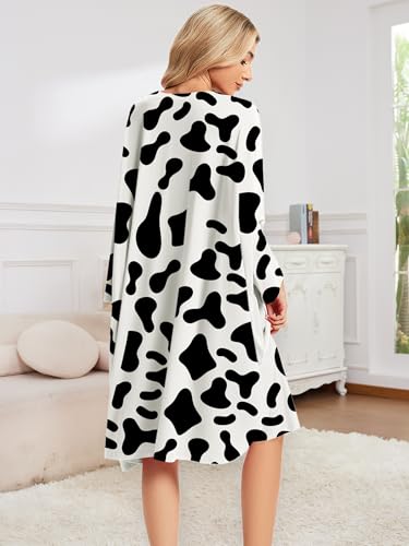 CRIPOM Plus Size Moo Moos for Women Oversized Sleep Shirts with Pockets - color: Cow
