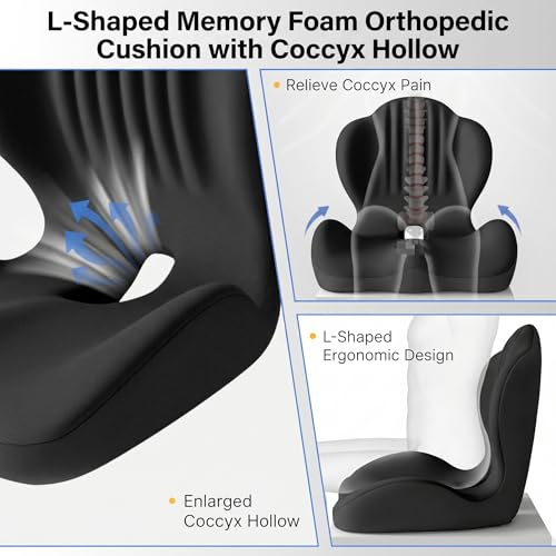 Ergonomic Seat Cushion with Lumbar Support（Black） - color: Black
