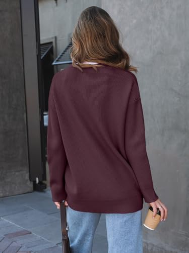 LILLUSORY Women's Oversized Fall Cardigan Sweater Chunky Jackets 2026 - color: Wine Red, size: Small