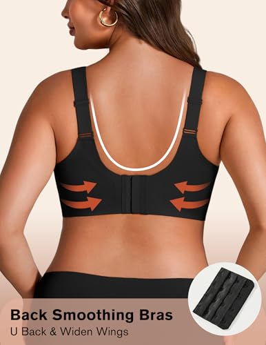Jelly Bras for Women Plus Size No Underwire Push Up Full Coverage Minimizer Bra Seamless Wireless Bralette - color: Black, size: X-Large